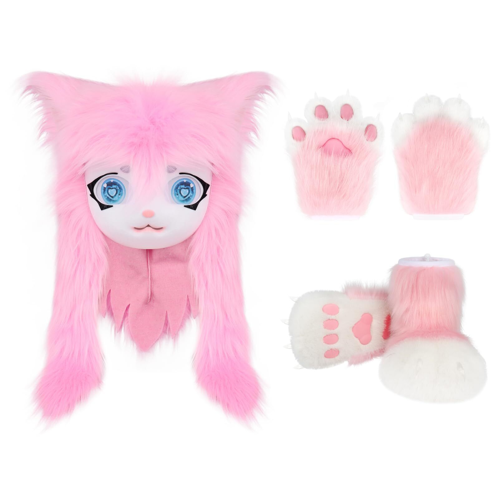 3523 Cat Paw Mittens Glovess Furry Shoes Fursuit Animal Head